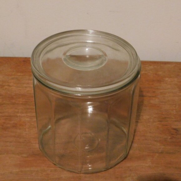 Beveled Glass Jar with Lid Cookie Jar, fruit jar, 12 oz - Picture 1 of 4